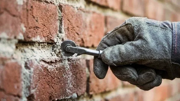 Mason repointing joints in century-old Denver brick