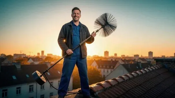 Chimney technician on a Park Hill rooftop